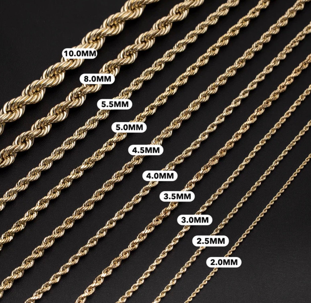 5mm-10mm 10K Rope Chains