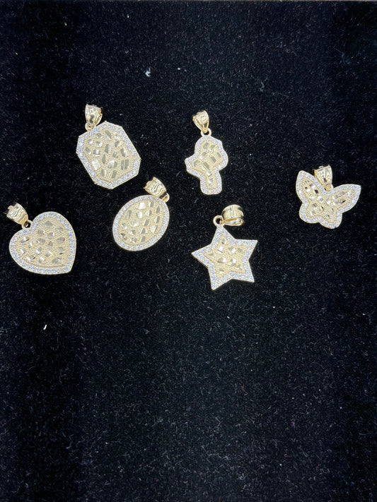 Nugget Pendants with Natural Diamonds