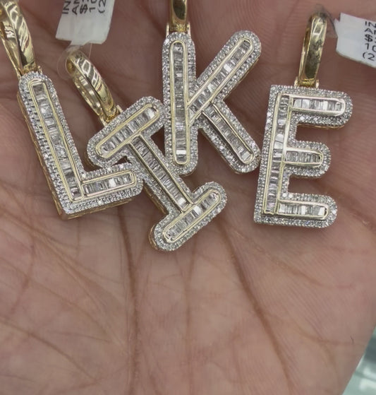 Baguette Initial Pendant